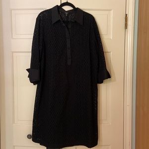 Talbots, size 14W, black eyelet dress with collar